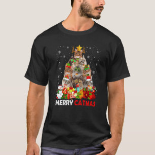 Camiseta Feliz Catmas Mãe de Gato Pai de Gato Natal Siberi