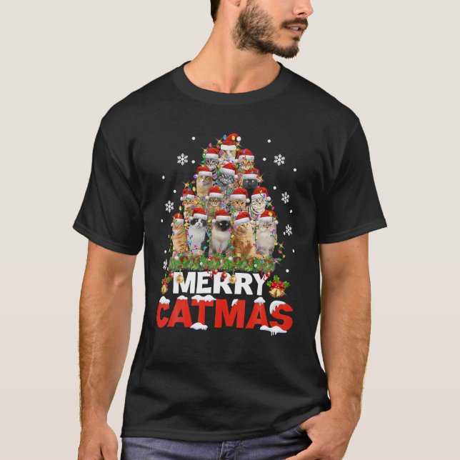 Camiseta Feliz Catmas Natal Pijamas X Mas Feia (Frente)