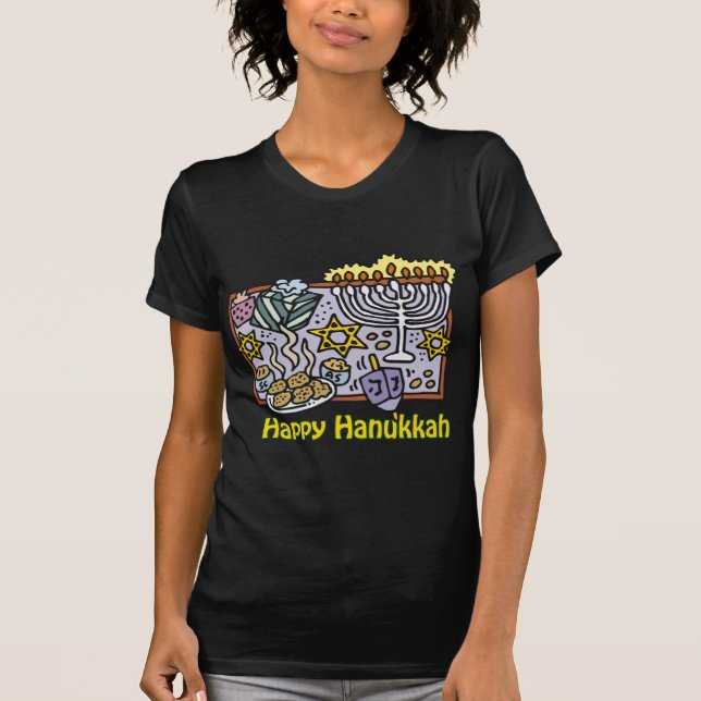 Camiseta Feliz Celebração de Hanukkah (Frente)