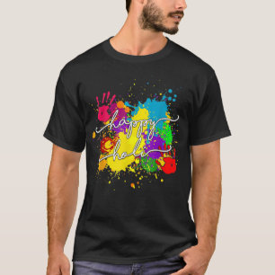 Camiseta Feliz Celebração Holi Indiana Para Mulheres Homens