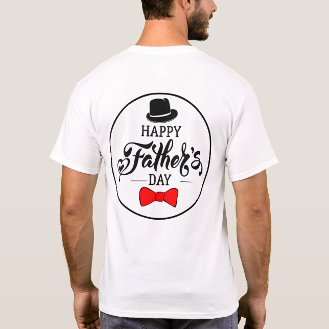 Camiseta Feliz Chapéu De Dia de os pais E Gravata (Verso)