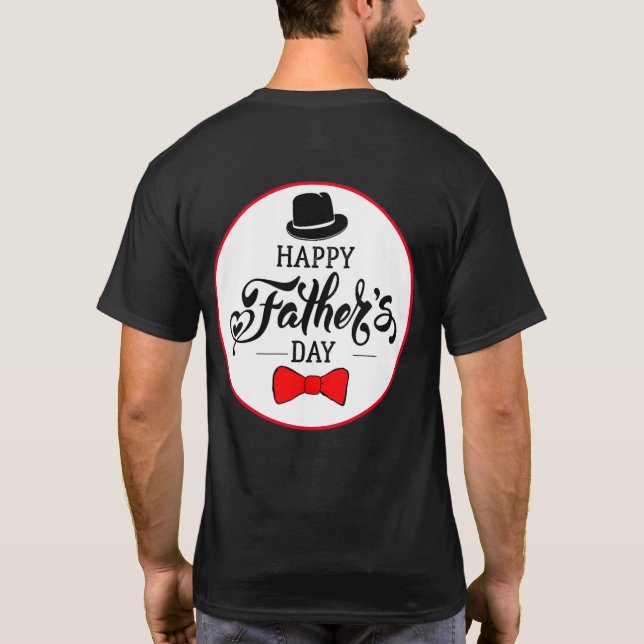 Camiseta Feliz Chapéu De Dia de os pais E Gravata (Verso)