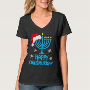 Camiseta Feliz Chrismukkah 2022 Feliz Hanukkah Natal Sa