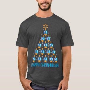 Camiseta Feliz Chrismukkah Dreidel Árvore de Natal Hanukkah