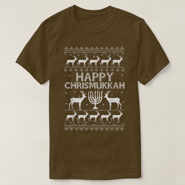 Camiseta Feliz Chrismukkah Engraçado Natal e Chrismukkah (Frente do Design)