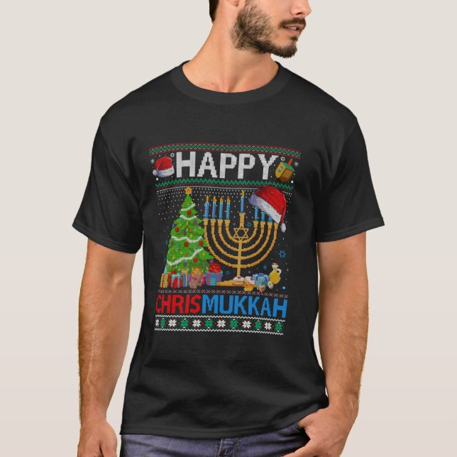 Camiseta Feliz Chrismukkah Engraçado Natal Judeu Hanukkah (Frente)