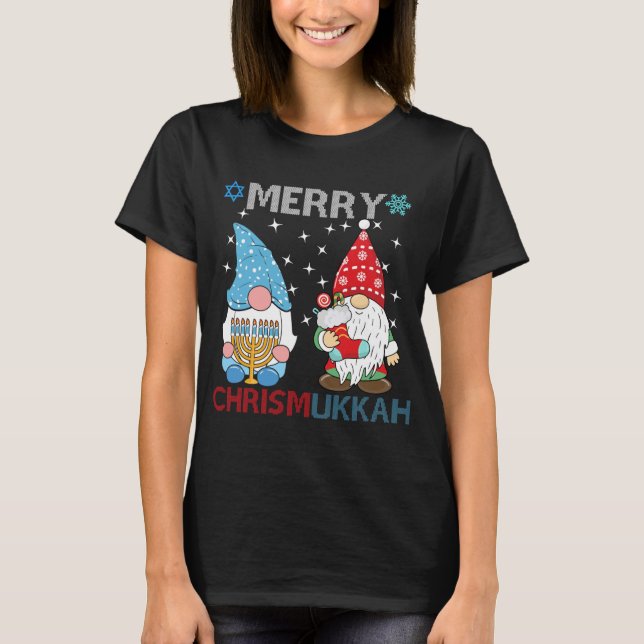 Camiseta Feliz Chrismukkah Funny Gnomos (Frente)