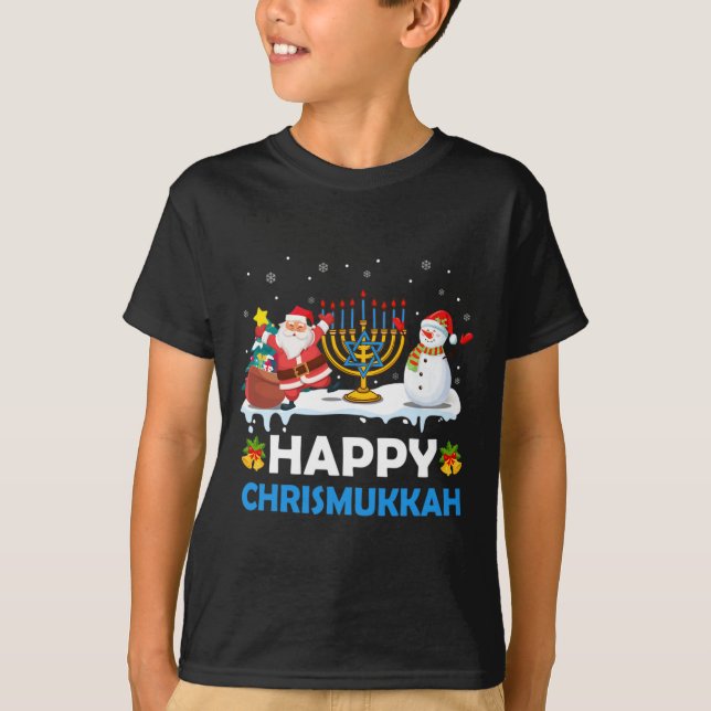 Camiseta Feliz Chrismukkah Hanukkah Divertimento Feliz Jude (Frente)