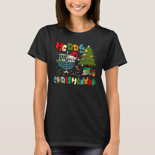 Camiseta Feliz Chrismukkah Hanukkah judeu Chanukah Menorah