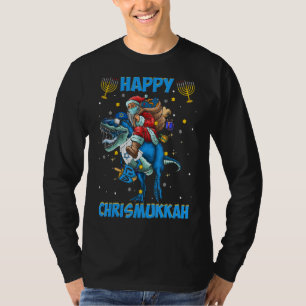 Camiseta Feliz Chrismukkah Hanukkah T Rex Natal Judeu