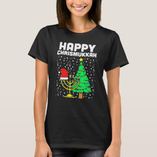 Camiseta Feliz Chrismukkah Happy Hanukkah Árvore de Natal S