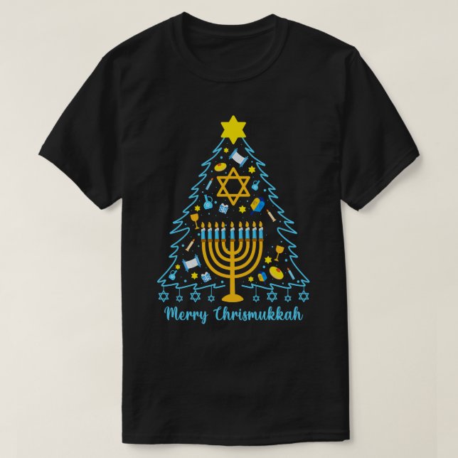 Camiseta Feliz Chrismukkah Happy Hanukkah Papais noeis de N (Frente do Design)