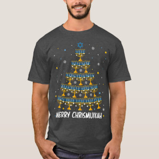 Camiseta Feliz Chrismukkah Menorah Árvore de Natal Hanukkah