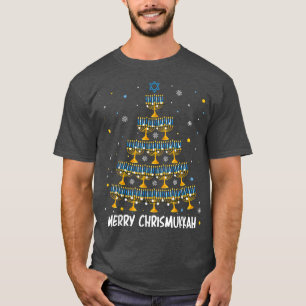 Camiseta Feliz Chrismukkah Menorah Árvore de Natal Hanukkah