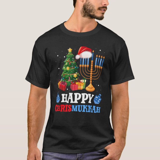Camiseta Feliz Chrismukkah Natal Judeu Hanukkah Chanuk (Frente)