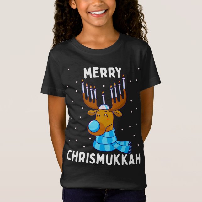 Camiseta Feliz Chrismukkah Natal Judeu Hanukkah Reinde (Frente)