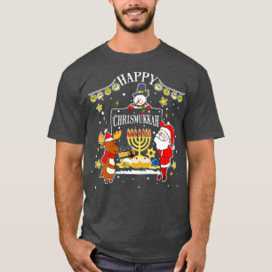 Camiseta Feliz Chrismukkah Tee Engraçado Hanukkah Natal Gif