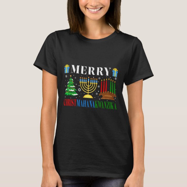 Camiseta Feliz Christmahanakwanzika Christmas Happy Hanukka (Frente)