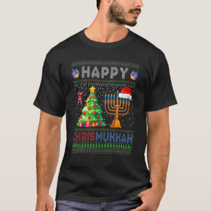 Camiseta Feliz Christmukkah Hanukkah Holiday Ugly Sweater