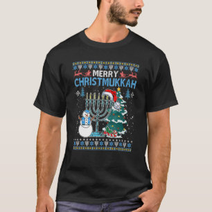 Camiseta feliz christmukkah menorah feio hanukkah chanukah