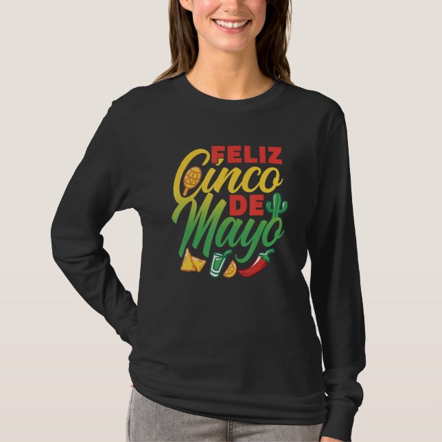 Camiseta Feliz Cinco De Mayo Mexico Mexican Fiesta Party (Frente)