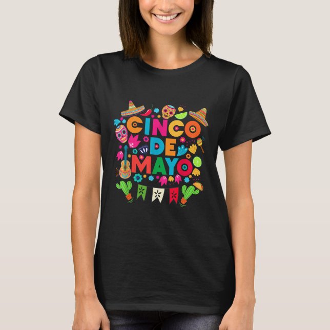 Camiseta Feliz Cinco De Mayo Partido Mexicano Permite Que F (Frente)