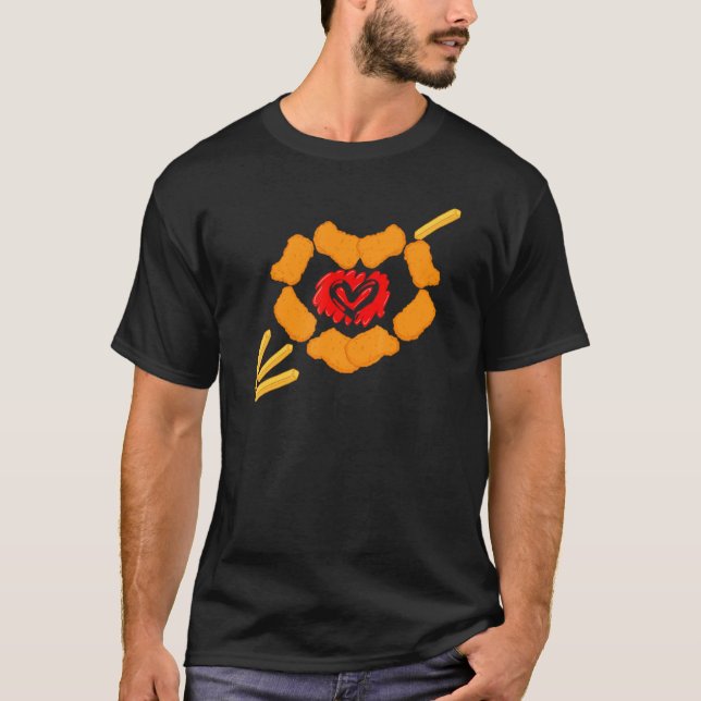 Camiseta Feliz Com Comida Ama Nugs Batata Frita E Frango (Frente)