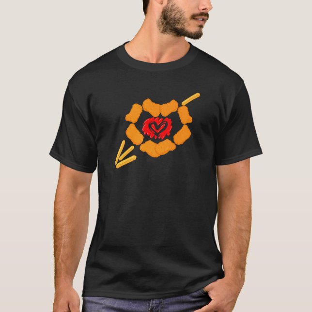 Camiseta Feliz Com Comida Ama Nugs Batata Frita E Frango (Frente)
