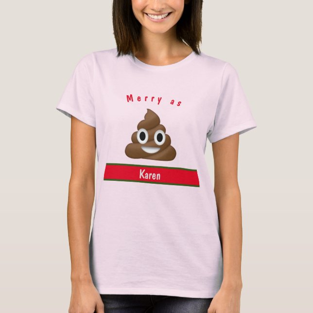 Camiseta Feliz como Feriado de Poop com Nome (Frente)