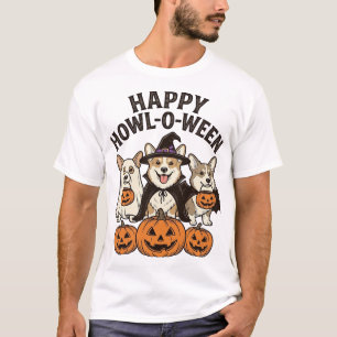 Camiseta Feliz Como-O-Loween Corgi Halloween Cachorro Vetor