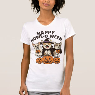 Camiseta Feliz Como-O-Queremos Corgi Dia das Bruxas Cachorr