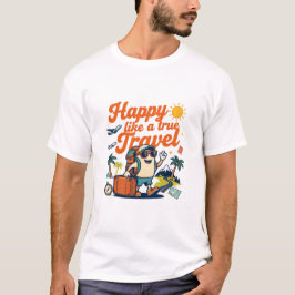Camiseta Feliz Como uma Verdadeira Aventura de Viajante