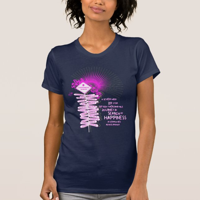 Camiseta Feliz cor-de-rosa (Frente)