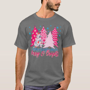 Camiseta Feliz, cor-de-rosa-natalino e cor-de-rosa-cristma
