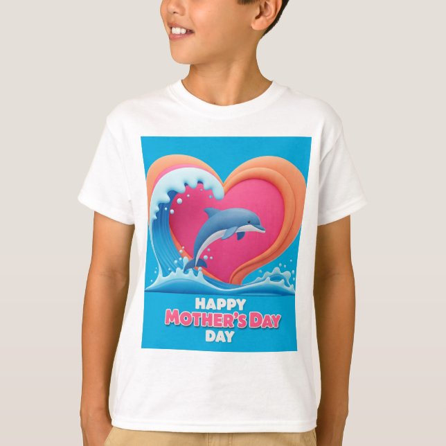 Camiseta Feliz Coração de Baleia da Mãe (Frente)