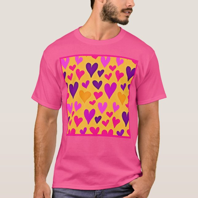 Camiseta Feliz Coração Vibrante: Padrão de Amor (Frente)