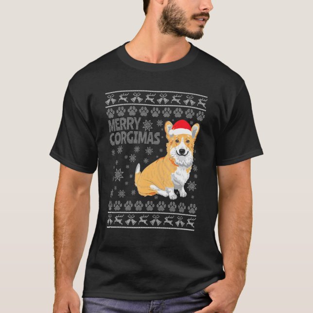 Camiseta Feliz Corgimas Natal Feio Corgi (Frente)