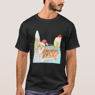 Camiseta Feliz Corgmas Aquarela Corgi Natal Inverno De