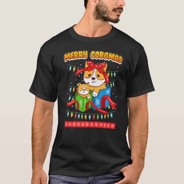 Camiseta Feliz Corgmas Cães Corgi Premium_1 (Frente)