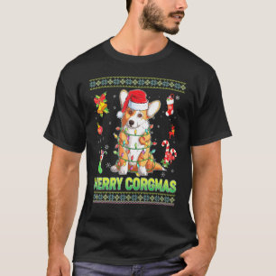 Camiseta Feliz Corgmas Corgi Cachorro Voa de Natal Xmas Swe