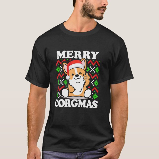 Camiseta Feliz Corgmas Funny Corgi (Frente)