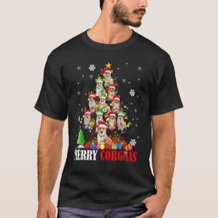 Camiseta Feliz Corgmas Luz de Natal Papai Noel Corgi Natal