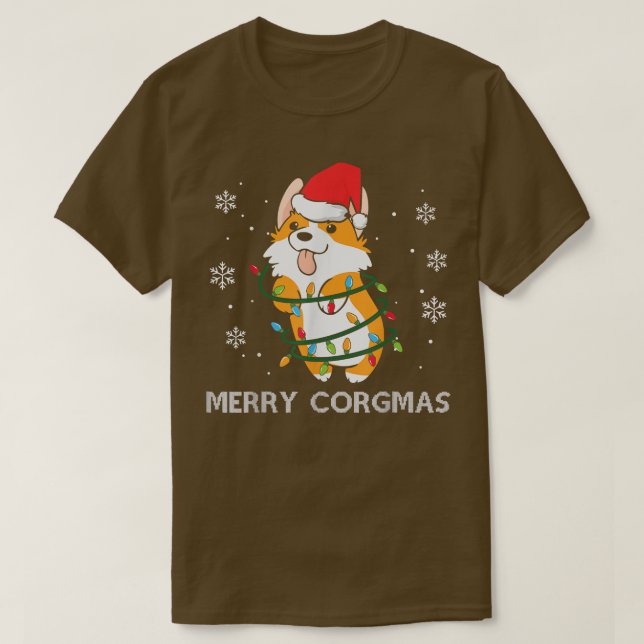 Camiseta Feliz Corgmas Xmas Pajamas Corgi Natal Nerdy D (Frente do Design)