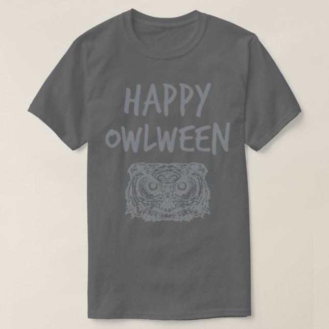 Camiseta Feliz Coruja, Feliz Truque De Monstro De Halloween (Frente do Design)