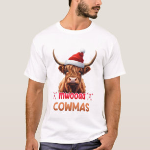 Camiseta Feliz Cowmas Papais noeis de Natal bonitos Calf Xm