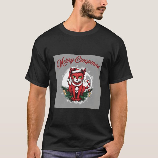 Camiseta Feliz Creepmas Cat T-Shirt (Frente)