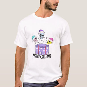 Camiseta Feliz Creepmas Feliz Natal Presente Caveira Papai 