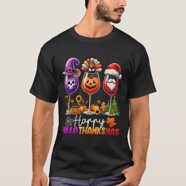 Camiseta Feliz Cristo de Ação de Graças de Halloween de Hal (Frente)