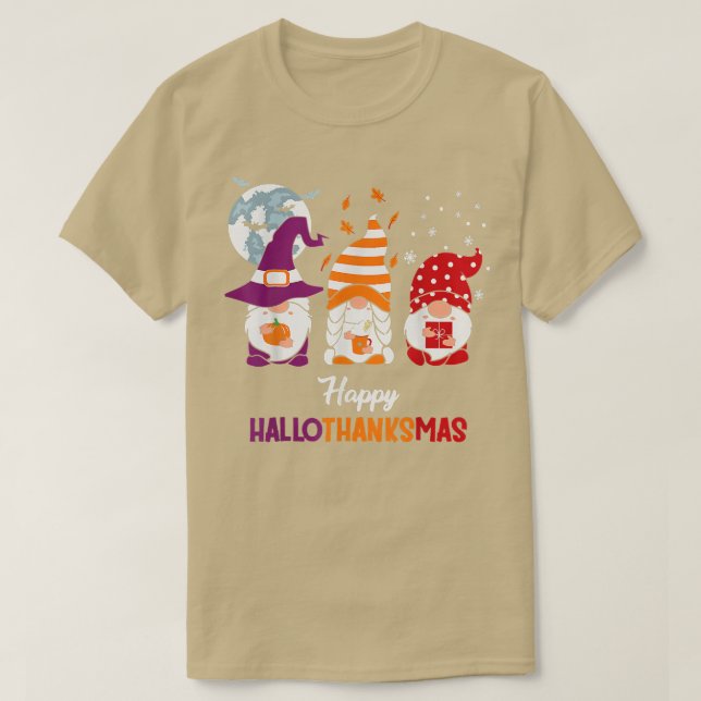 Camiseta Feliz Cristo de Ação de Graças de Halloween de Hal (Frente do Design)