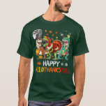 Camiseta Feliz Cristo de Halloween do Dinossaur de Hallotha<br><div class="desc">Feliz Hallothanksmas Dinossaur TRe Halloween Natal 2022 .</div>
